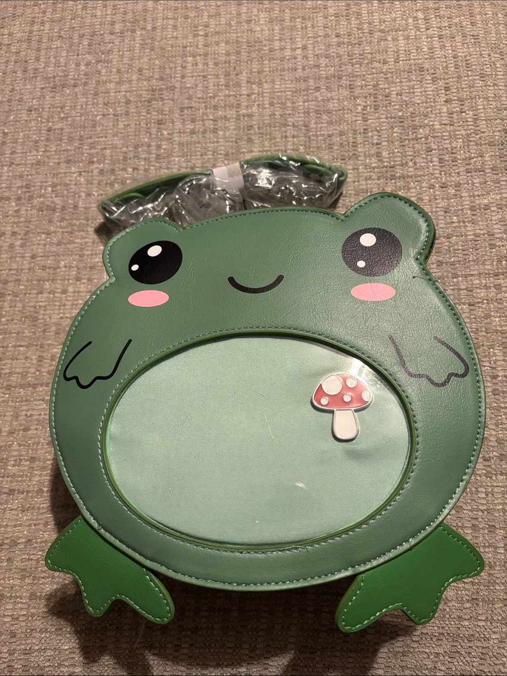 Hot Topic Frog Ita Bag Crossbody Green Mushroom Pin Display Kawaii